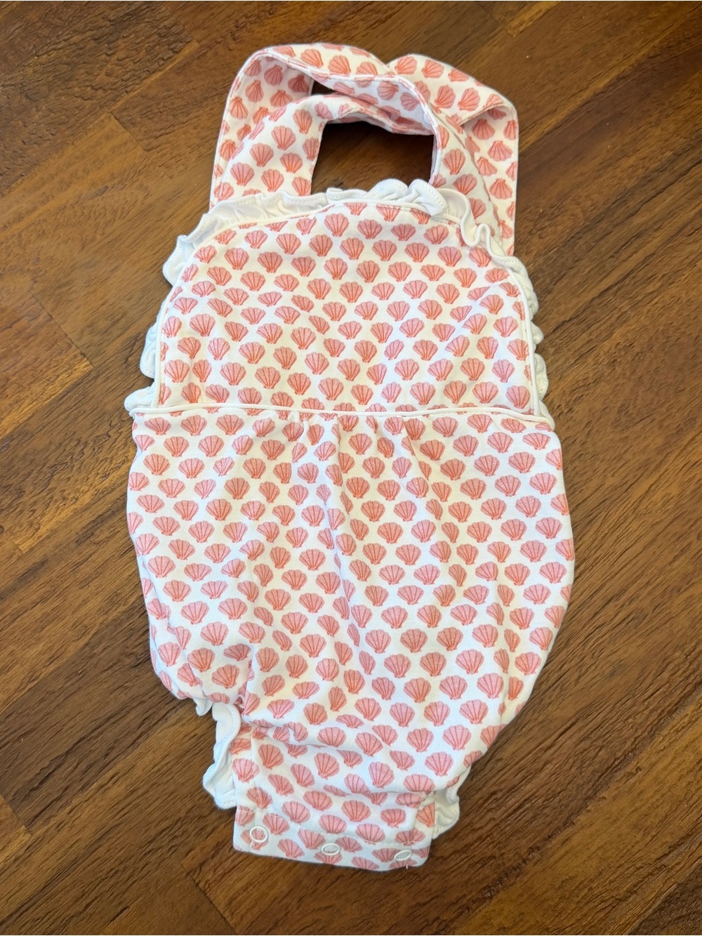 Pink Shell-Print One-Piece Bib for Babies